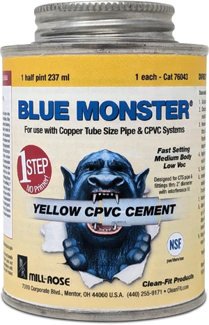 Blue Monster 76043 1-Step CPVC Cement: Fast Setting, Self-Priming Pipe Glue