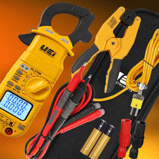 UEi DL379BCOMBO HVAC/R Clamp Meter: Detachable Head, Dual NCV, Pipe Clamp