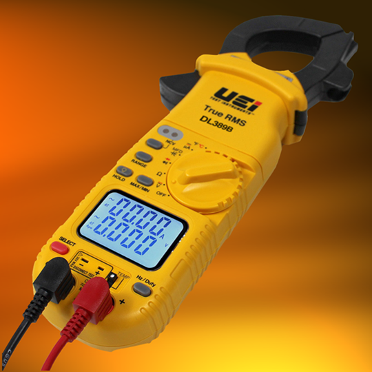 UEi DL389B TRMS Dual Display HVAC Clamp Meter with Temperature, Capacitance, AC/DC Amps