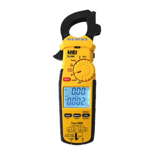 UEi DL589 600A True-RMS Clamp Meter: DC Amps, Inrush, Magnetic Mount