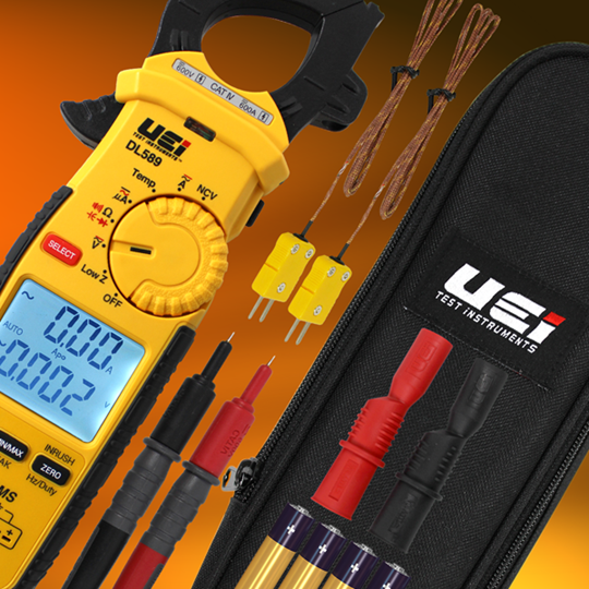 UEi DL589 600A True-RMS Clamp Meter: DC Amps, Inrush, Magnetic Mount