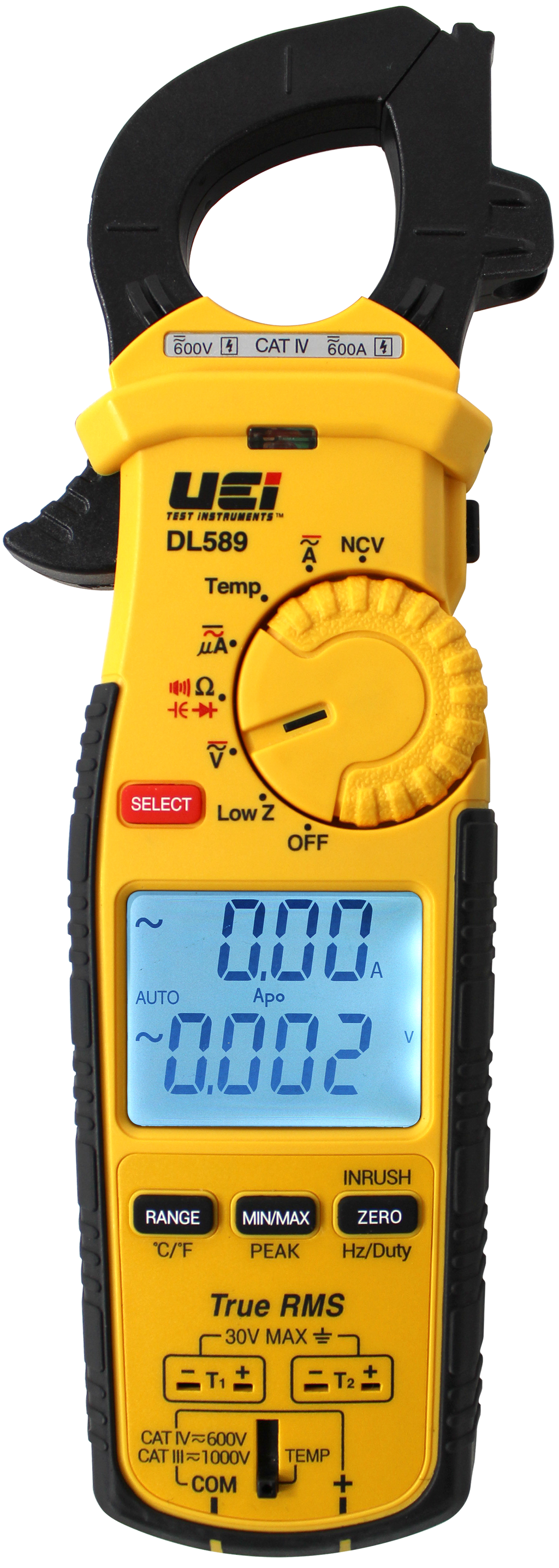 UEi DL589 600A True-RMS Clamp Meter: DC Amps, Inrush, Magnetic Mount