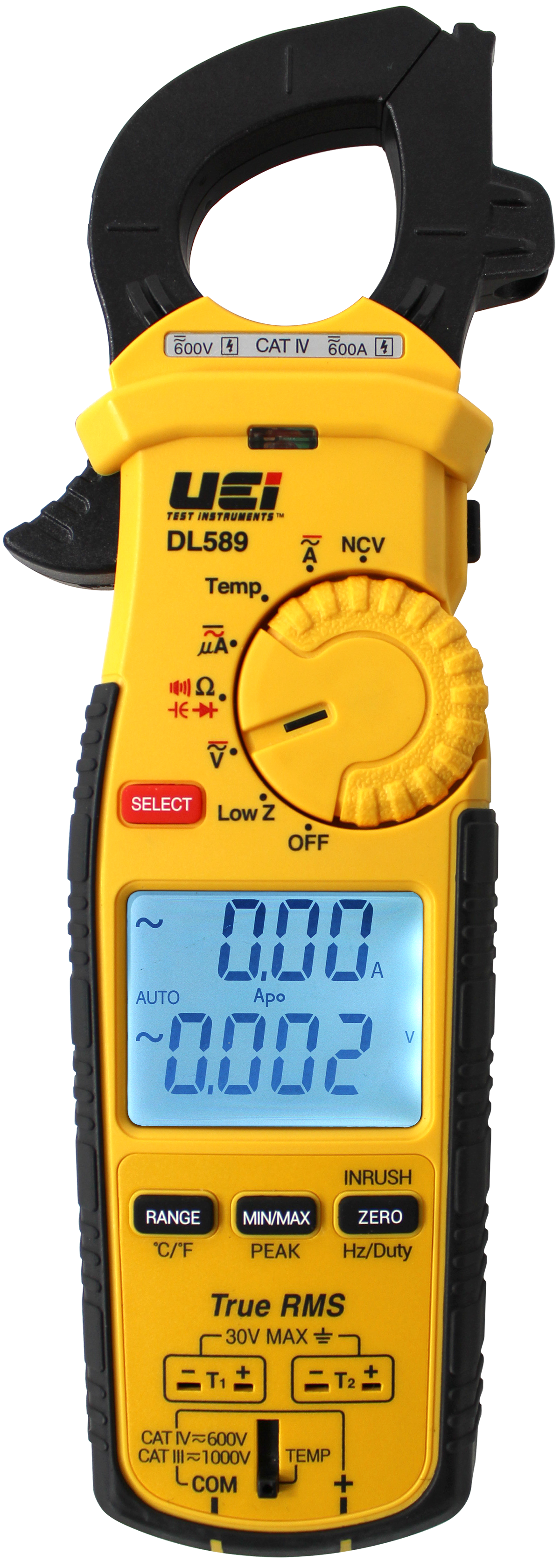 UEi DL589 600A True-RMS Clamp Meter: DC Amps, Inrush, Magnetic Mount
