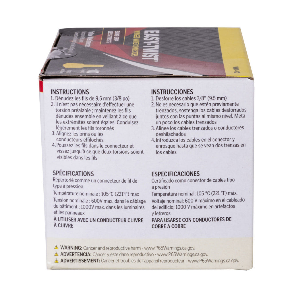 NSI Yellow Winged Easy-Twist Wire Connectors with Quick-Grip Spring, 100-Pack