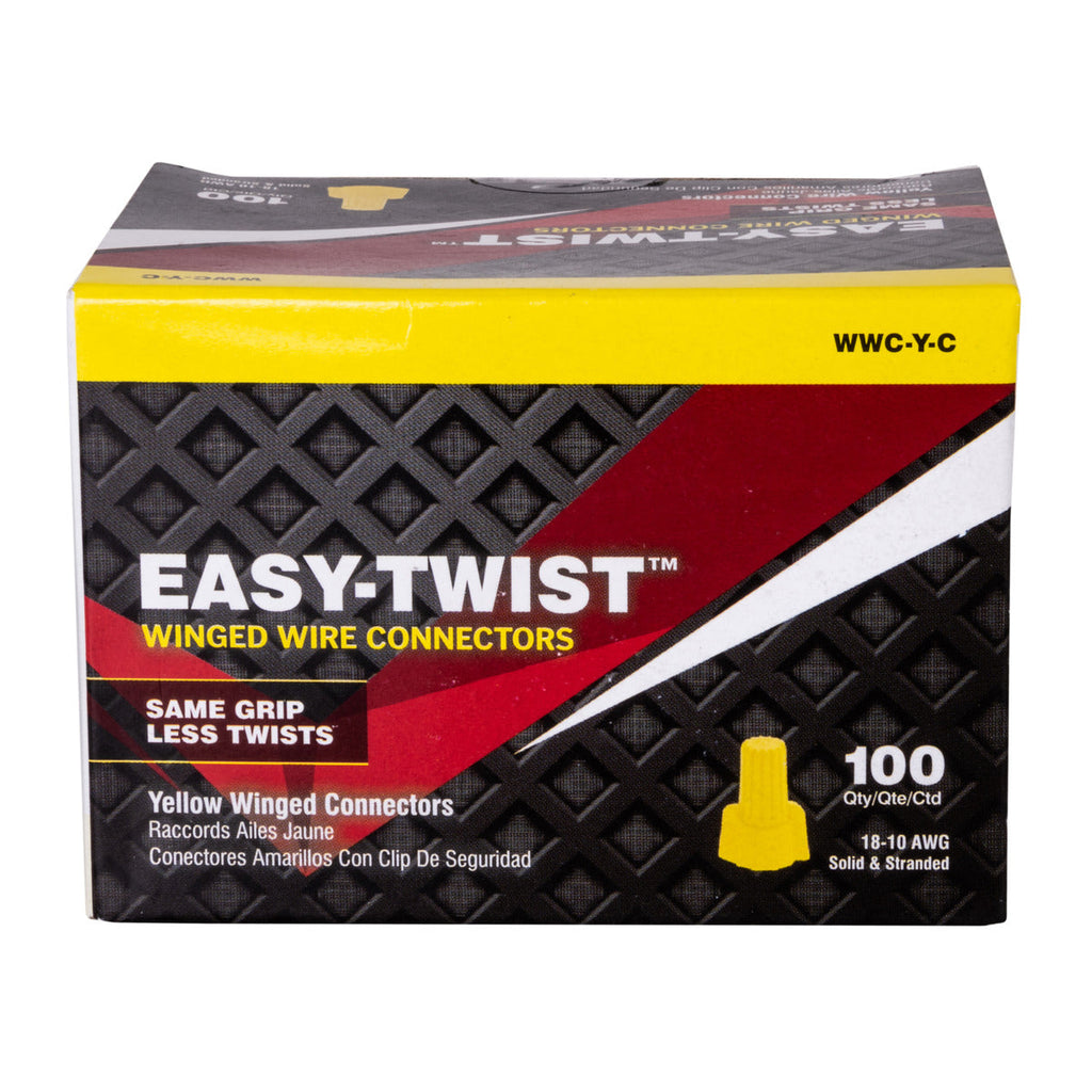 NSI Yellow Winged Easy-Twist Wire Connectors with Quick-Grip Spring, 100-Pack