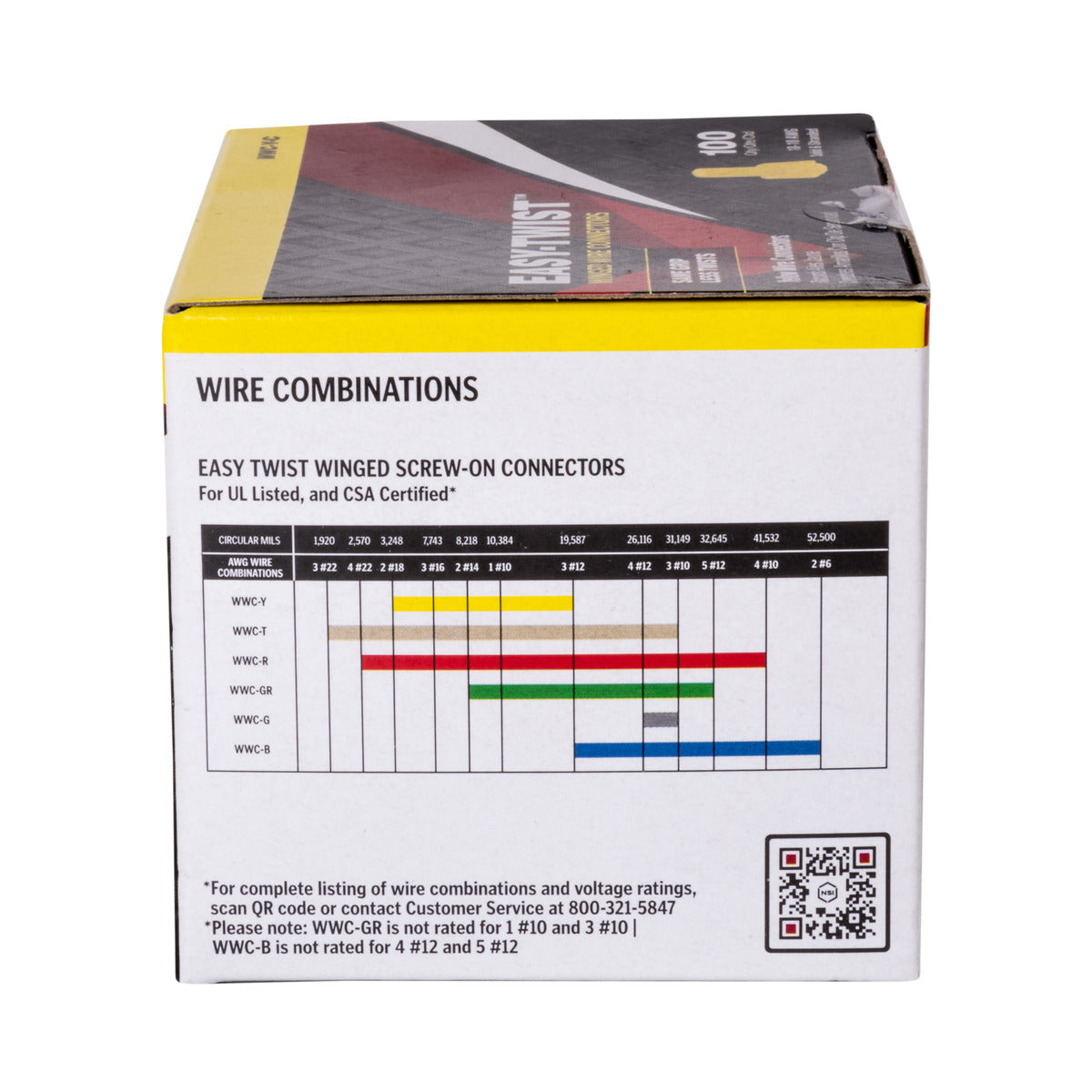 NSI Yellow Winged Easy-Twist Wire Connectors with Quick-Grip Spring, 100-Pack