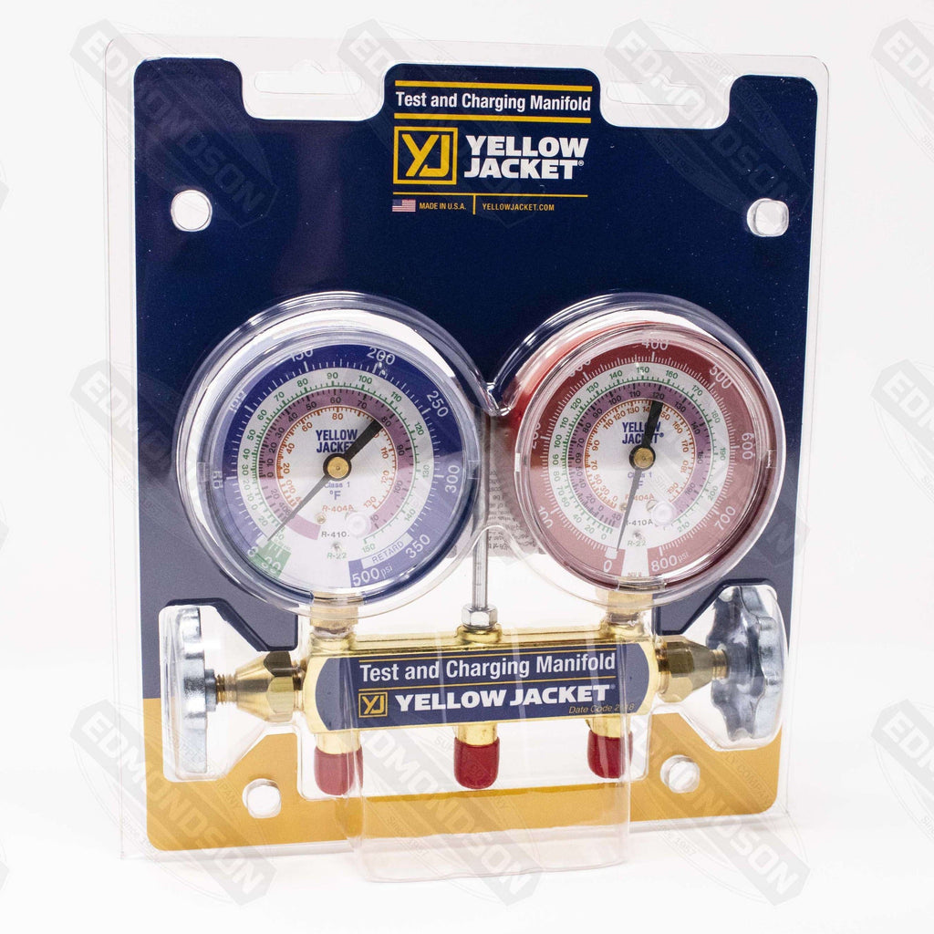 Yellow Jacket 42001 Series 41 HVAC Refrigerant Manifold with 3-1/8" Gauges