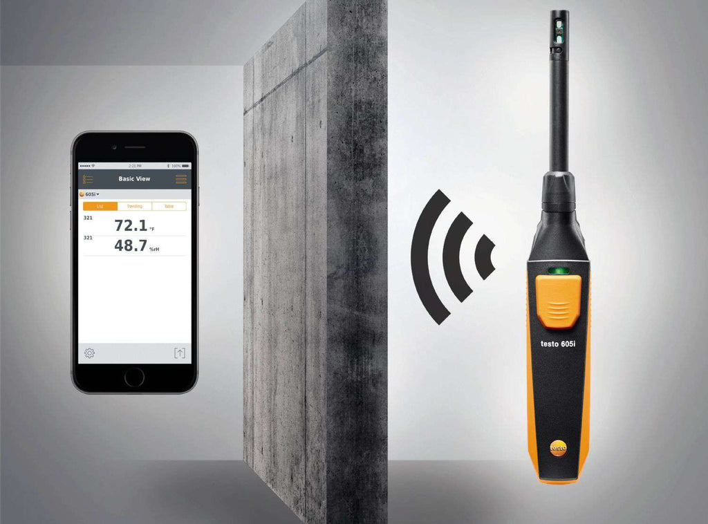 Testo 605i 2nd Gen Smart Thermohygrometer Probe for HVAC Humidity & Temp